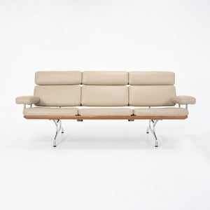 SOLD 2002 Eames Three Seat Sofa by Charles and Ray Eames for Herman Miller in Walnut and Tan Leather