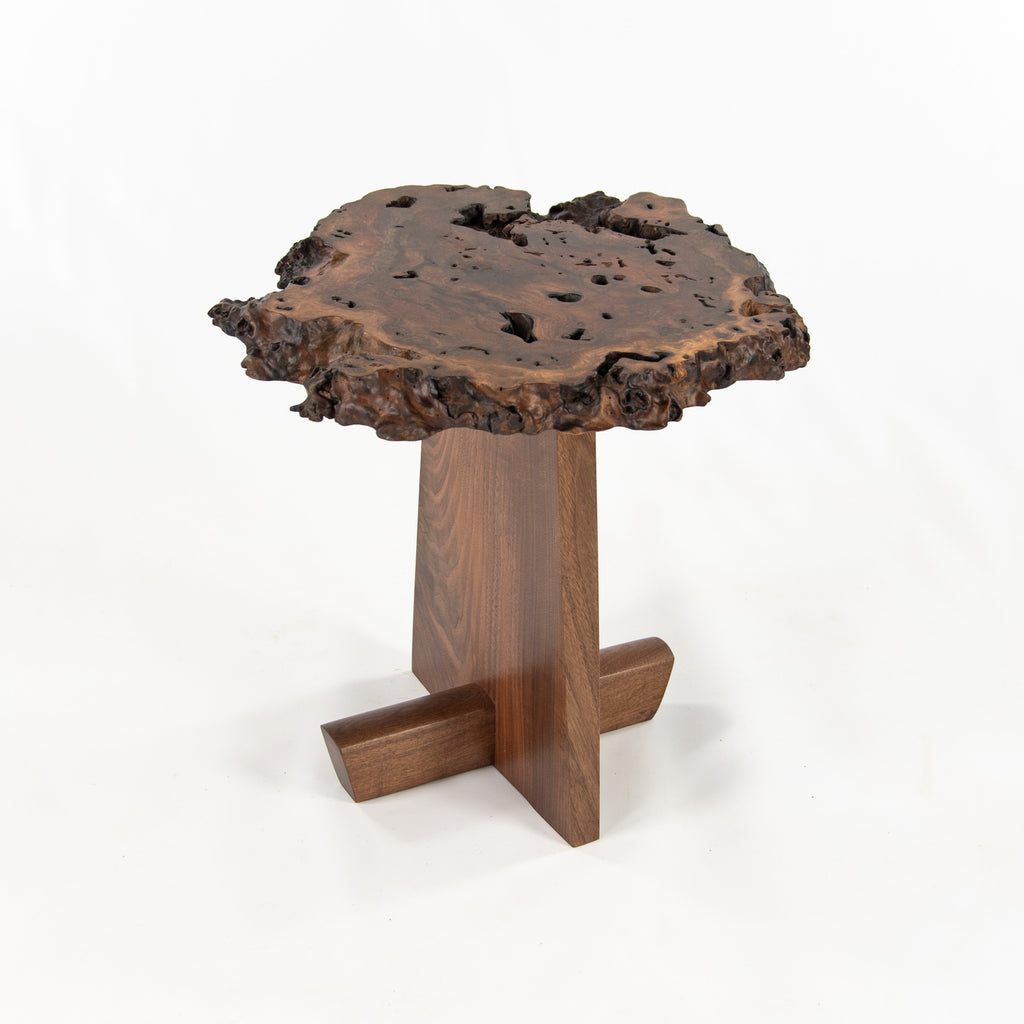 SOLD Mira Nakashima Claro Walnut Burl Minguren I Side / End Table #2 George Nakashima Studio
