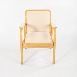 SOLD 1970s Pair of No. 45 Armchairs by Aino and Alvar Aalto for Artek in Birch and Ivory Fabric