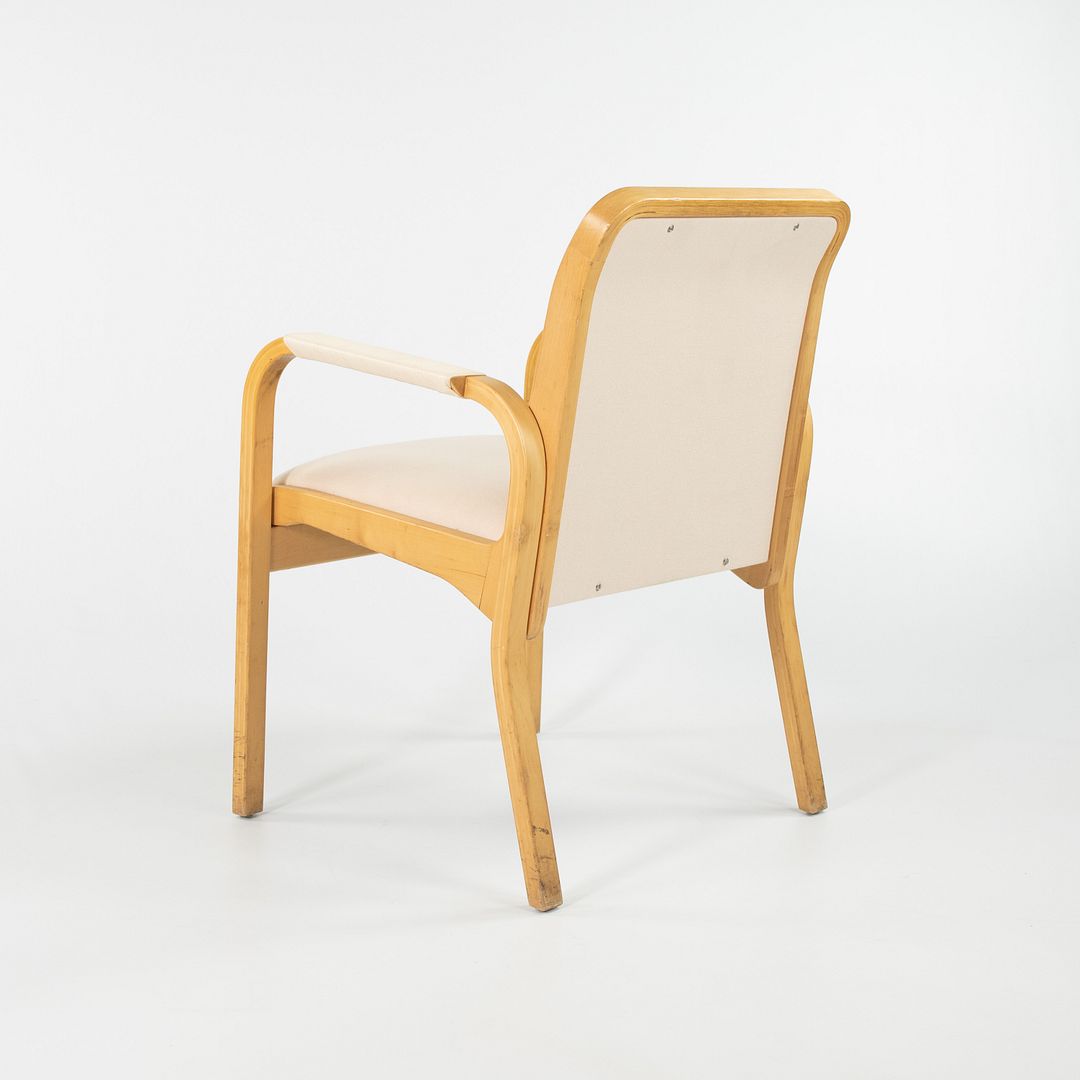 SOLD 1970s Pair of No. 45 Armchairs by Aino and Alvar Aalto for Artek in Birch and Ivory Fabric