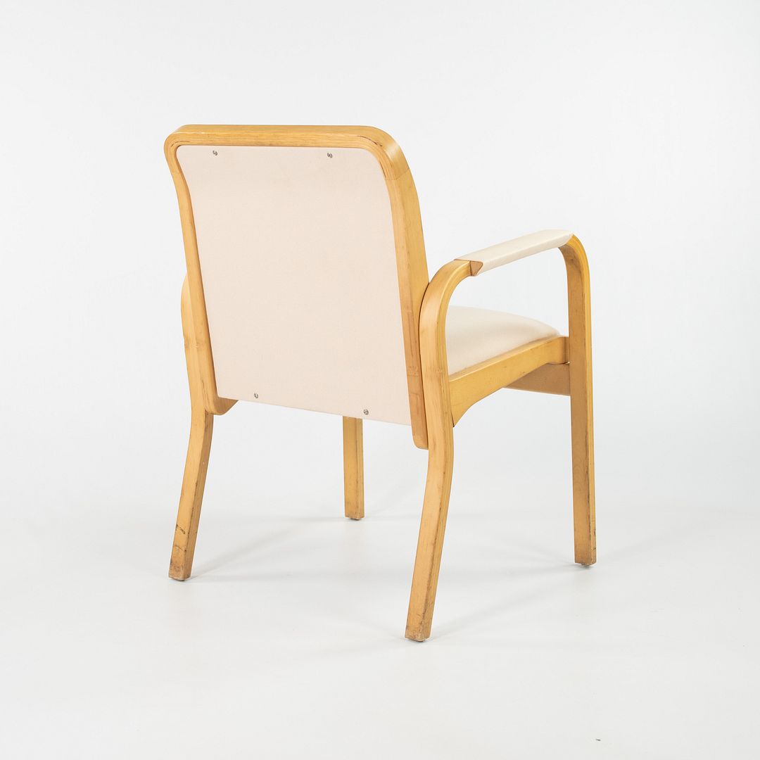 SOLD 1970s Pair of No. 45 Armchairs by Aino and Alvar Aalto for Artek in Birch and Ivory Fabric