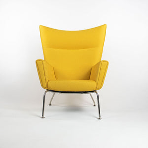 2015 Model CH445 Wing Lounge Chair by Hans Wegner for Carl Hansen & Søn in Yellow Fabric