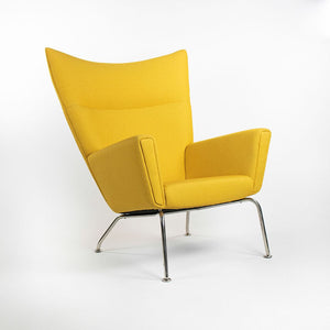 2015 Model CH445 Wing Lounge Chair by Hans Wegner for Carl Hansen & Søn in Yellow Fabric