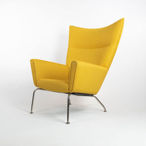 2015 Model CH445 Wing Lounge Chair by Hans Wegner for Carl Hansen & Søn in Yellow Fabric