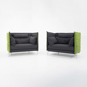2010s Pair of Alcove Love Seats by Ronan and Erwan Bouroullec for Vitra in Green Fabric