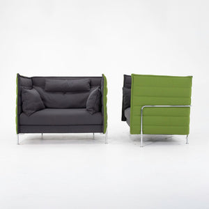 2010s Pair of Alcove Love Seats by Ronan and Erwan Bouroullec for Vitra in Green Fabric