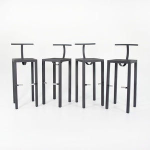 SOLD 1980s Set of Four Sarapis Bar Stools by Philippe Starck for Driade in Dark Gray Steel