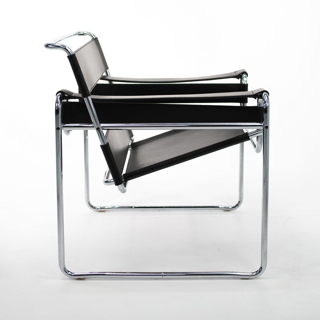SOLD 2000s 50L Wassily Chair by Marcel Breuer for Knoll in Chromed Steel and Black Leather - 8 Available