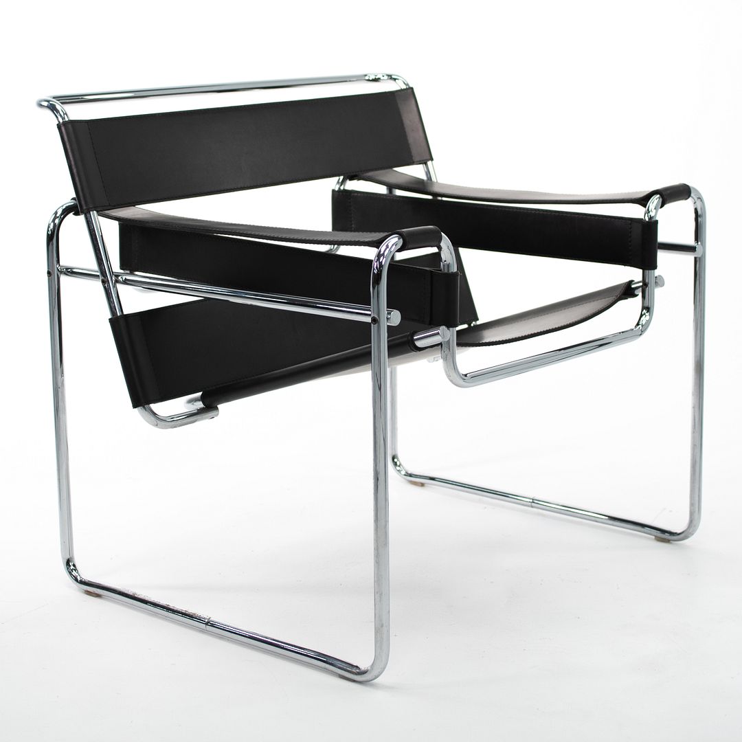 SOLD 2000s 50L Wassily Chair by Marcel Breuer for Knoll in Chromed Steel and Black Leather - 8 Available