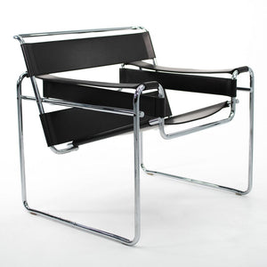 SOLD 2000s 50L Wassily Chair by Marcel Breuer for Knoll in Chromed Steel and Black Leather - 8 Available