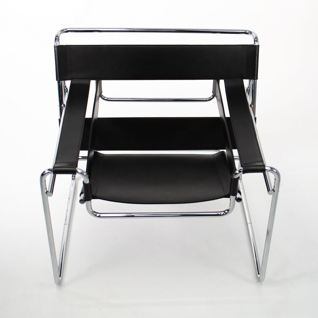 SOLD 2000s 50L Wassily Chair by Marcel Breuer for Knoll in Chromed Steel and Black Leather - 8 Available