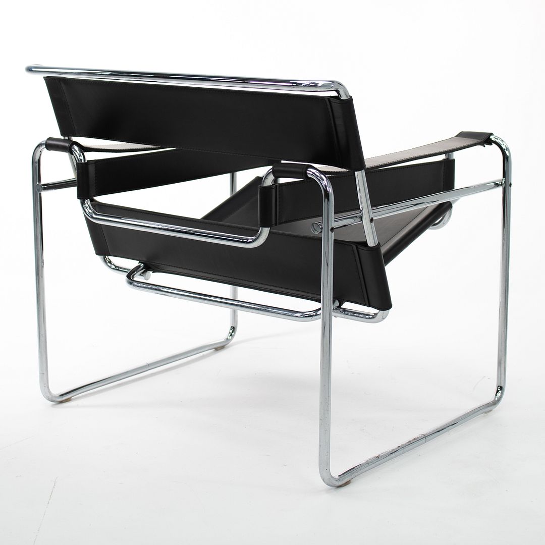 SOLD 2000s 50L Wassily Chair by Marcel Breuer for Knoll in Chromed Steel and Black Leather - 8 Available