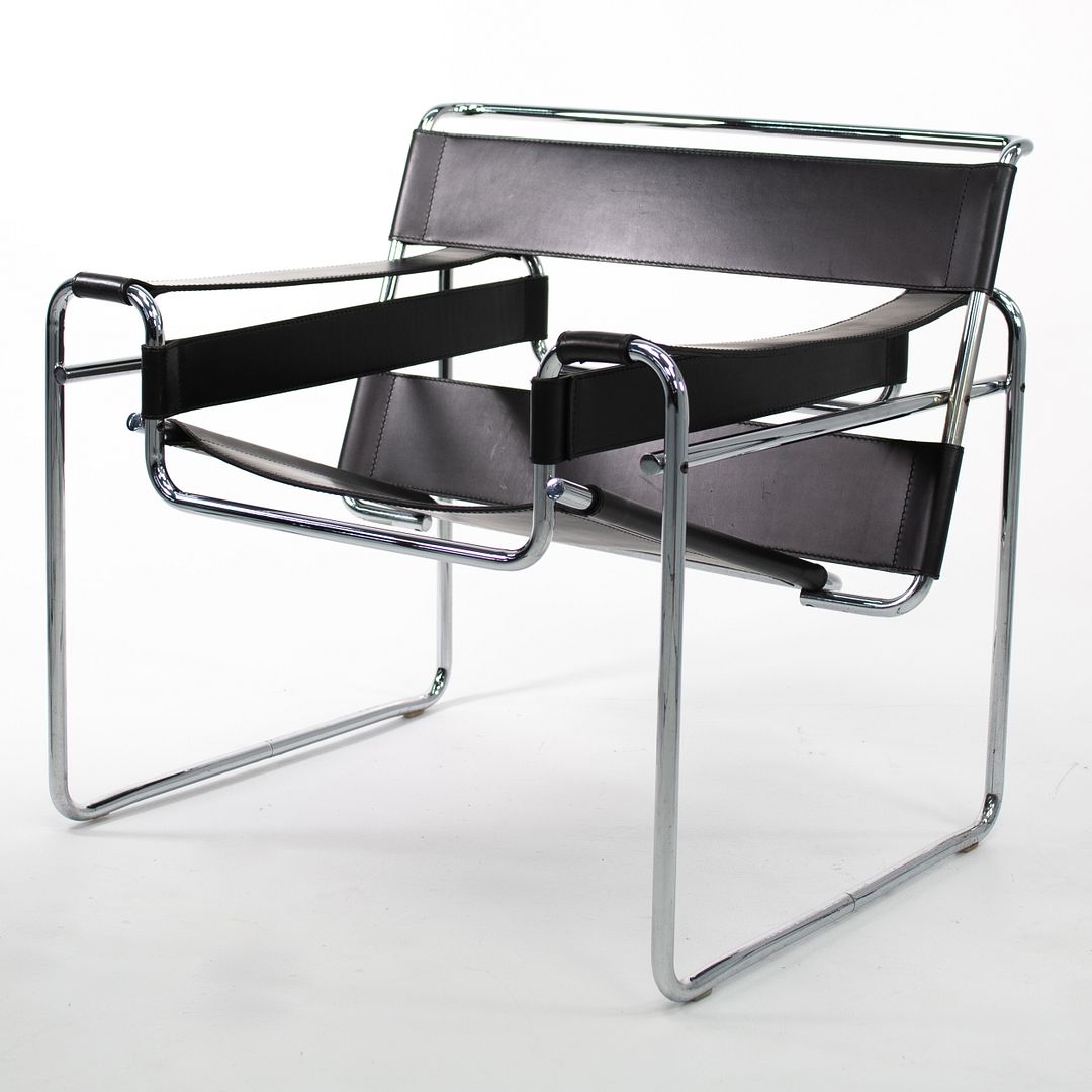 2000s 50L Wassily Chair by Marcel Breuer for Knoll in Chromed Steel and Black Leather - 8 Available