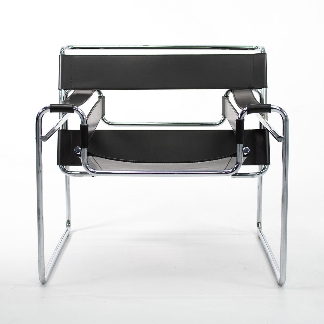 SOLD 2000s 50L Wassily Chair by Marcel Breuer for Knoll in Chromed Steel and Black Leather - 8 Available