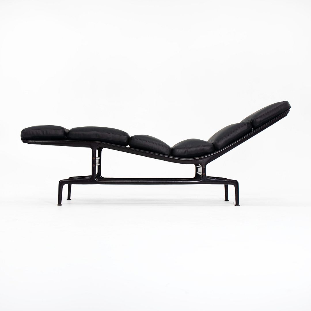 SOLD 1970s ES-106 Chaise Lounge Chair by Charles and Ray Eames for Herman Miller in Black Leather