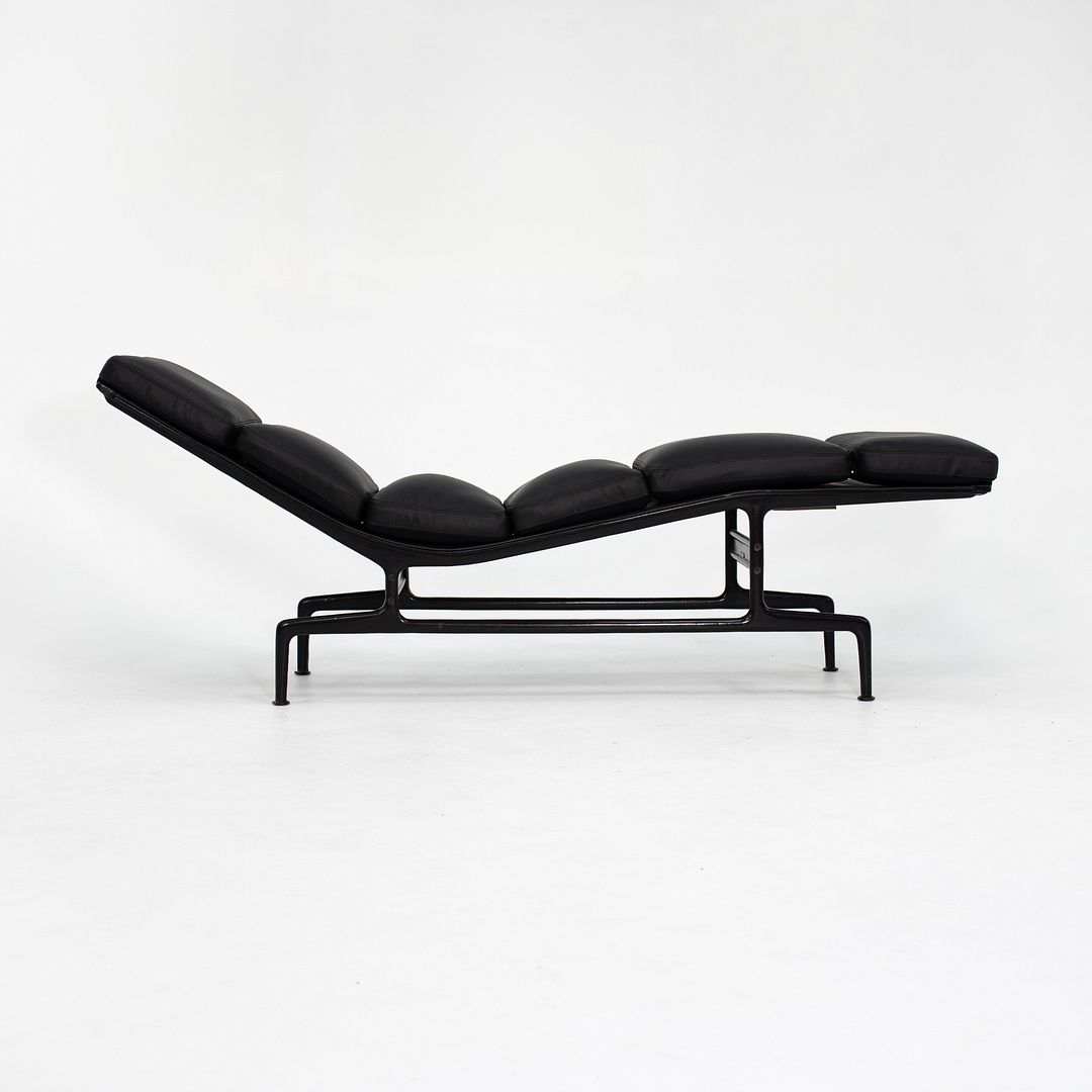 SOLD 1970s ES-106 Chaise Lounge Chair by Charles and Ray Eames for Herman Miller in Black Leather
