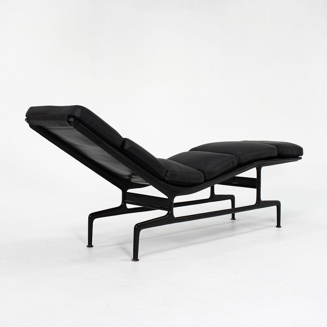 SOLD 1970s ES-106 Chaise Lounge Chair by Charles and Ray Eames for Herman Miller in Black Leather