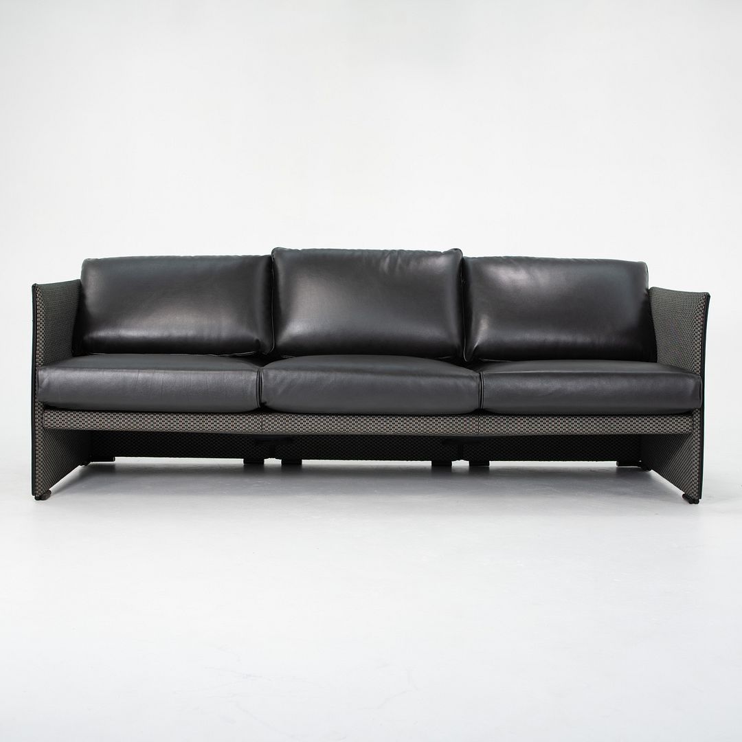1980s Tilbury Three Seat Sofa by Mario Bellini for Cassina in Black Leather
