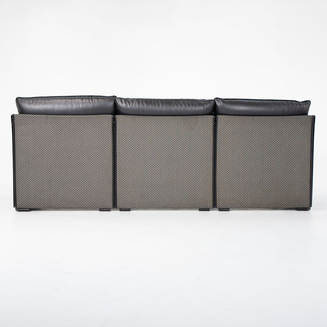 1980s Tilbury Three Seat Sofa by Mario Bellini for Cassina in Black Leather
