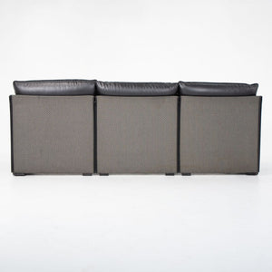 1980s Tilbury Three Seat Sofa by Mario Bellini for Cassina in Black Leather
