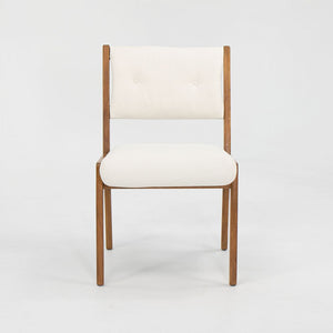 1950s Set of Six C 106 and C 206 Dining Chairs by Jens Risom for Jens Risom Design Inc. in Walnut with Off-White Fabric