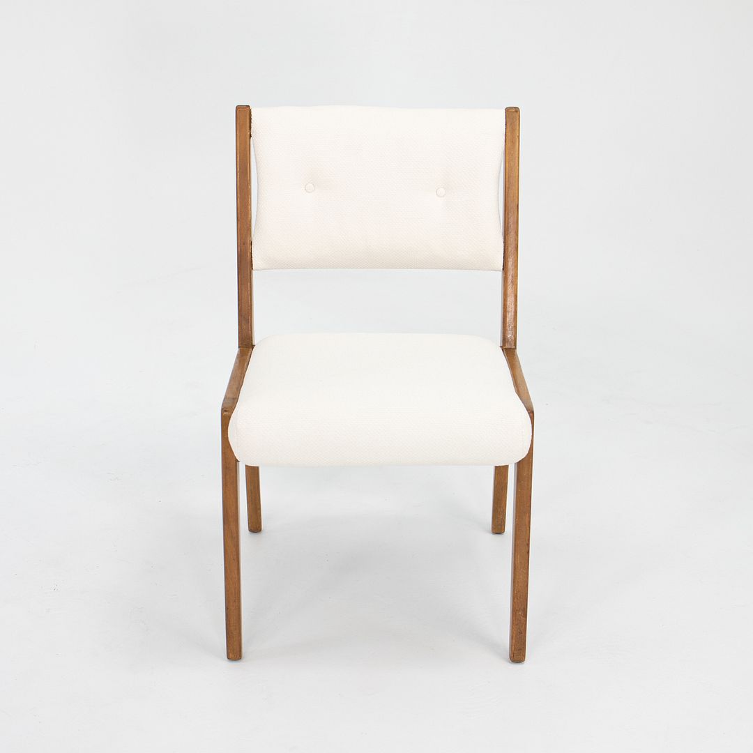 1950s Set of Six C 106 and C 206 Dining Chairs by Jens Risom for Jens Risom Design Inc. in Walnut with Off-White Fabric