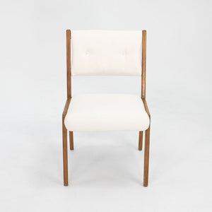 1950s Set of Six C 106 and C 206 Dining Chairs by Jens Risom for Jens Risom Design Inc. in Walnut with Off-White Fabric