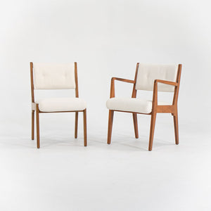 1950s Set of Six C 106 and C 206 Dining Chairs by Jens Risom for Jens Risom Design Inc. in Walnut with Off-White Fabric