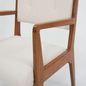 1950s Set of Six C 106 and C 206 Dining Chairs by Jens Risom for Jens Risom Design Inc. in Walnut with Off-White Fabric