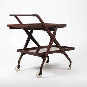 SOLD 1950s 2-Tier Bar Cart Attributed to Cesare Lacca for Cassina in Mahogany