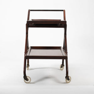 SOLD 1950s 2-Tier Bar Cart Attributed to Cesare Lacca for Cassina in Mahogany