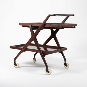 SOLD 1950s 2-Tier Bar Cart Attributed to Cesare Lacca for Cassina in Mahogany