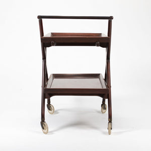 SOLD 1950s 2-Tier Bar Cart Attributed to Cesare Lacca for Cassina in Mahogany