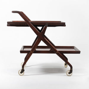 SOLD 1950s 2-Tier Bar Cart Attributed to Cesare Lacca for Cassina in Mahogany