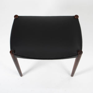 1950s Teak Stool by Ejner Larsen and Aksel Bender Madsen for Willy Beck in Teak and Black Leather