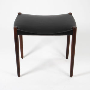 1950s Teak Stool by Ejner Larsen and Aksel Bender Madsen for Willy Beck in Teak and Black Leather