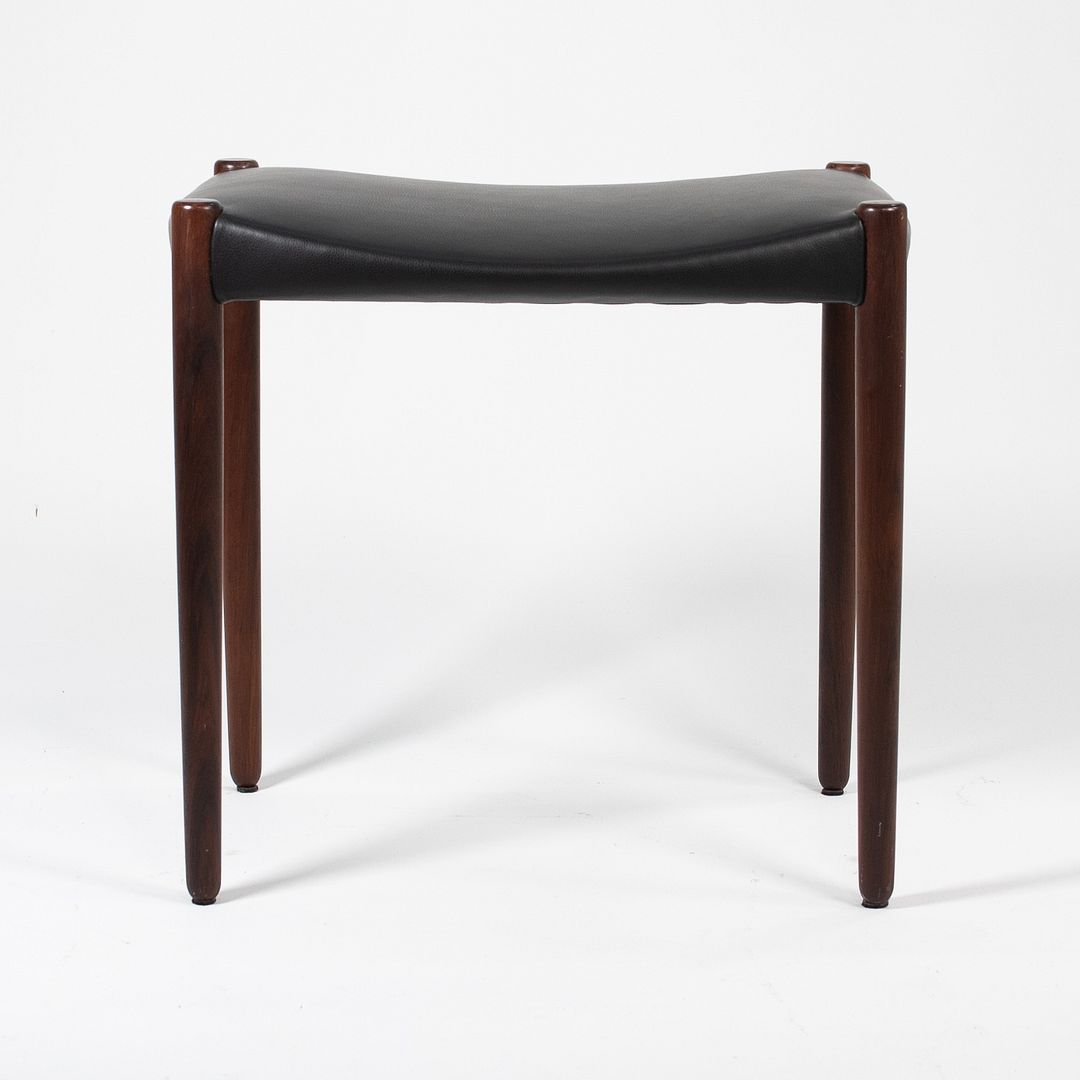 1950s Teak Stool by Ejner Larsen and Aksel Bender Madsen for Willy Beck in Teak and Black Leather