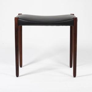 1950s Teak Stool by Ejner Larsen and Aksel Bender Madsen for Willy Beck in Teak and Black Leather