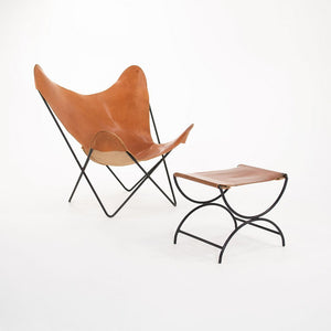 SOLD 1950S Butterfly Chair and Ottoman By Jorge Ferrari-Hardoy, Antonio Bonet, And Juan Kurchan for Knoll (Similar Ottoman)