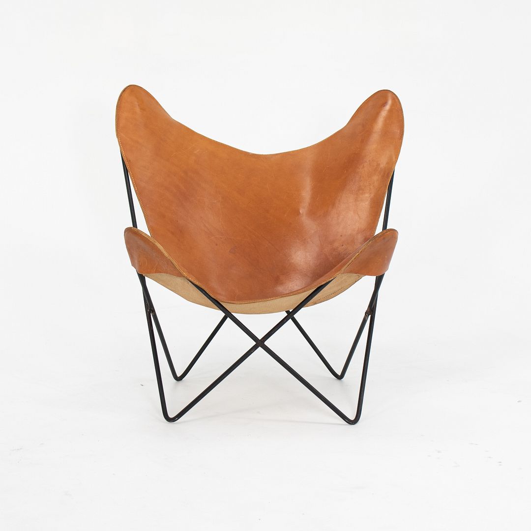 SOLD 1950S Butterfly Chair and Ottoman By Jorge Ferrari-Hardoy, Antonio Bonet, And Juan Kurchan for Knoll (Similar Ottoman)