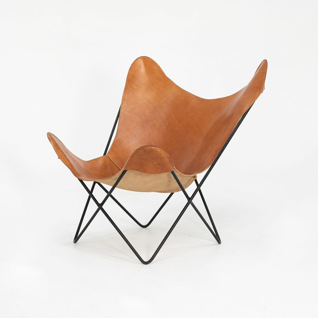 SOLD 1950S Butterfly Chair and Ottoman By Jorge Ferrari-Hardoy, Antonio Bonet, And Juan Kurchan for Knoll (Similar Ottoman)