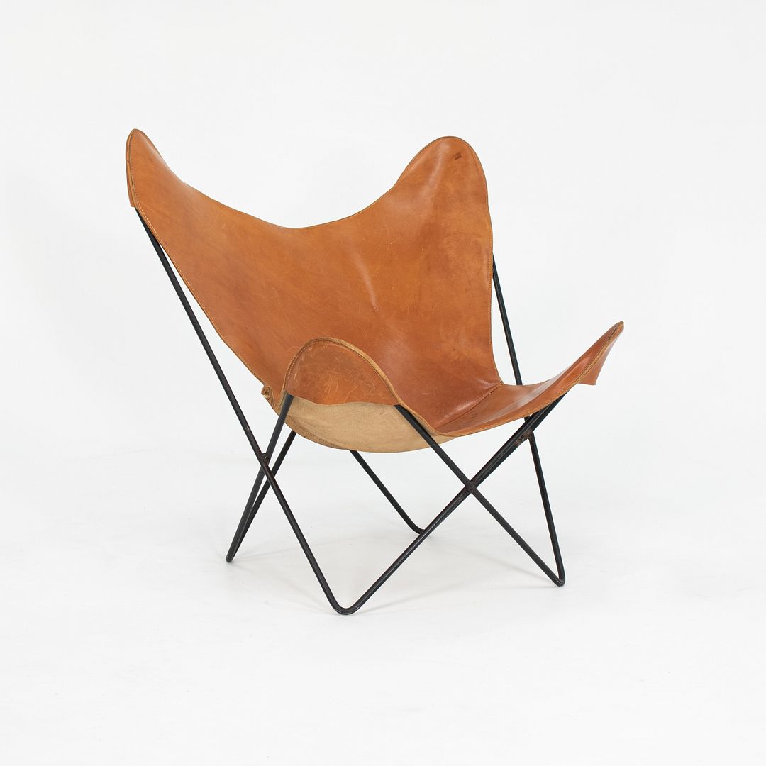 SOLD 1950S Butterfly Chair and Ottoman By Jorge Ferrari-Hardoy, Antonio Bonet, And Juan Kurchan for Knoll (Similar Ottoman)