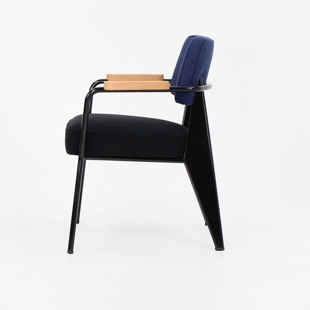 2018 Fauteuil Direction Chair by Jean Prouvé for Vitra in Blue and Black Fabric 12x Available