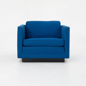 1970s Tuxedo Club Chairs Attributed to Nicos Zographos for Zographos Designs Ltd. in Blue Fabric