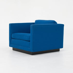 1970s Tuxedo Club Chairs Attributed to Nicos Zographos for Zographos Designs Ltd. in Blue Fabric