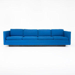 1970s Tuxedo Sofa Attributed to Nicos Zographos for Zographos Designs Ltd. in Blue Fabric