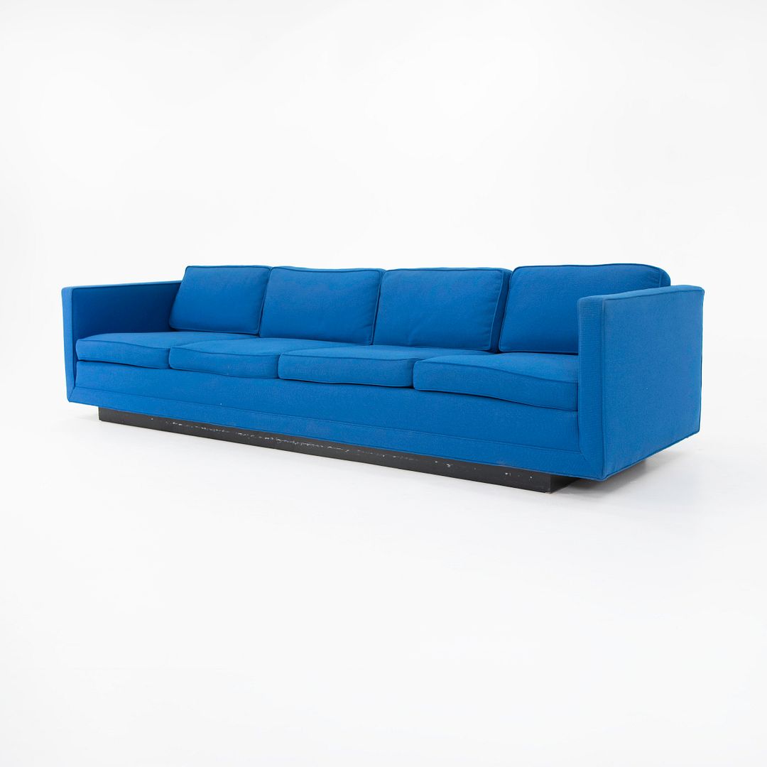 1970s Tuxedo Sofa Attributed to Nicos Zographos for Zographos Designs Ltd. in Blue Fabric