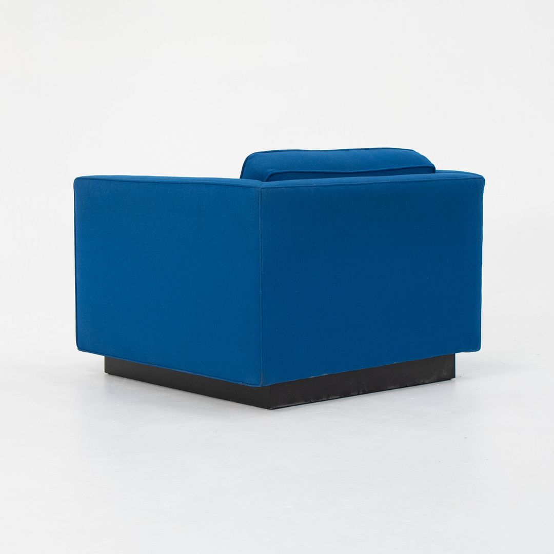 1970s Tuxedo Club Chairs Attributed to Nicos Zographos for Zographos Designs Ltd. in Blue Fabric