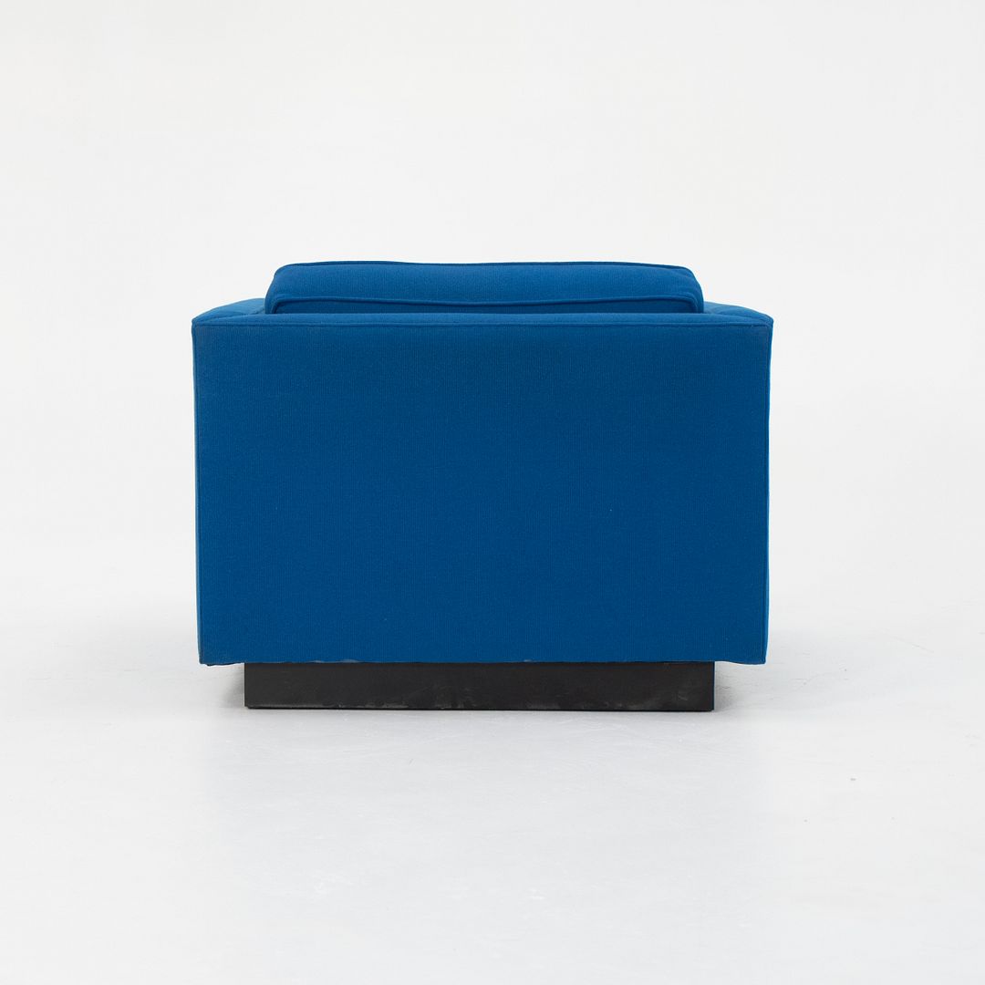 1970s Tuxedo Club Chairs Attributed to Nicos Zographos for Zographos Designs Ltd. in Blue Fabric