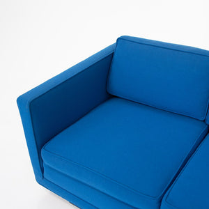 1970s Tuxedo Sofa Attributed to Nicos Zographos for Zographos Designs Ltd. in Blue Fabric